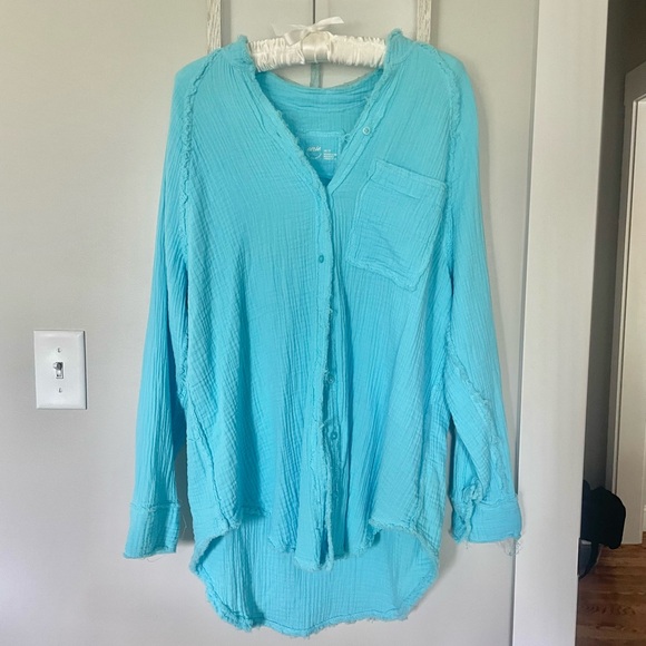Aerie Blue Button Down Shirt with Classic Style - Picture 1 of 2